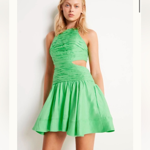 AJE Introspect Cut Out Mini Dress GREEN - Picture 3 of 6